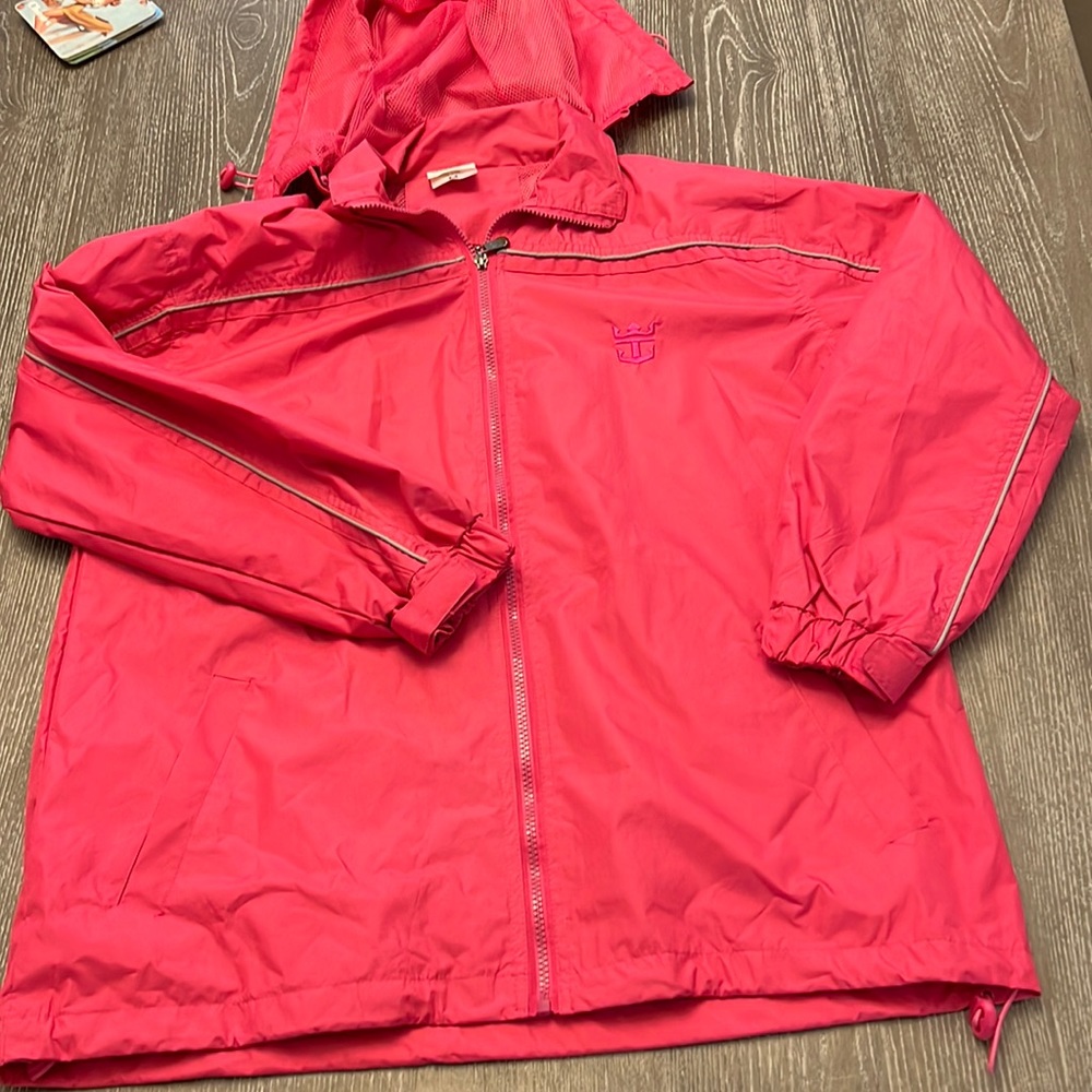 Pink lined and hooded jacket